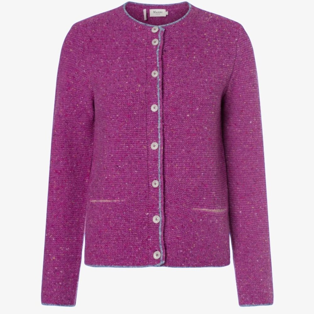 Maerz Muenchen Women's Sz Large 40  Fuschia Wool Button Cardigan Sweater